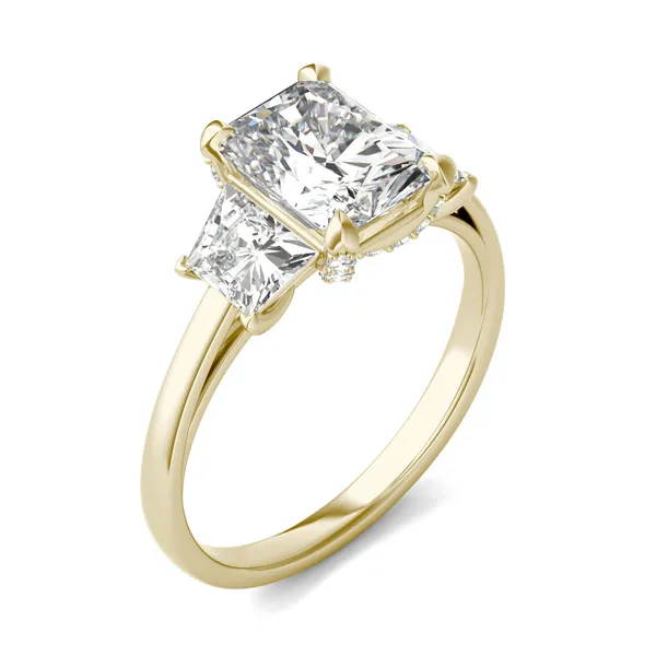 Radiant Luxe Trapezoid Three-Stone Engagement Ring