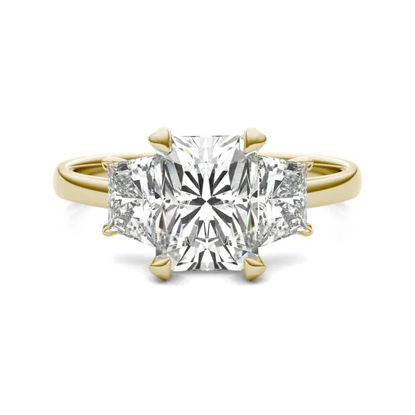 Radiant Luxe Trapezoid Three-Stone Engagement Ring