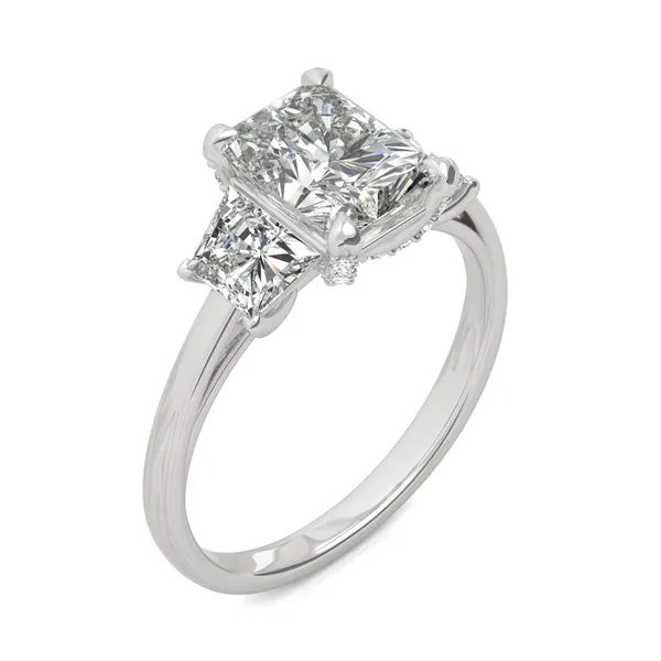 Radiant Luxe Trapezoid Three-Stone Engagement Ring