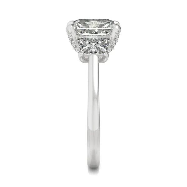 Radiant Luxe Trapezoid Three-Stone Engagement Ring