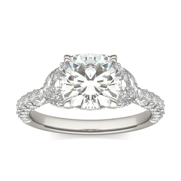 Cushion Lumina Three-Stone Engagement Ring