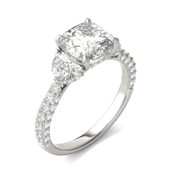 Cushion Lumina Three-Stone Engagement Ring