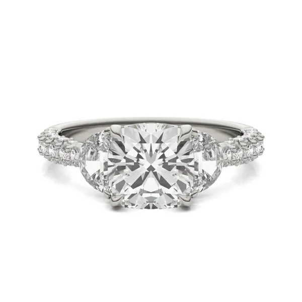 Cushion Lumina Three-Stone Engagement Ring