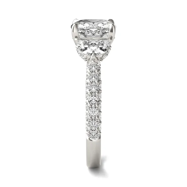 Cushion Lumina Three-Stone Engagement Ring