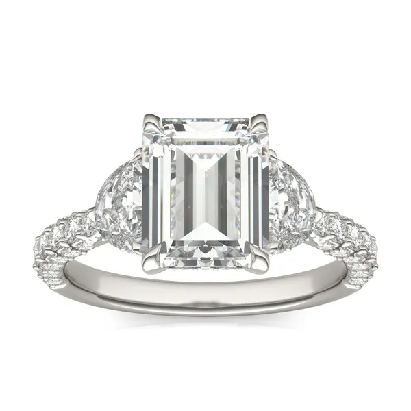 Emerald Lumina Three-Stone Engagement Ring