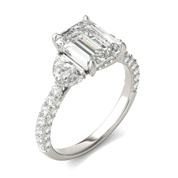 Emerald Lumina Three-Stone Engagement Ring
