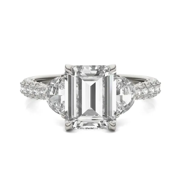 Emerald Lumina Three-Stone Engagement Ring