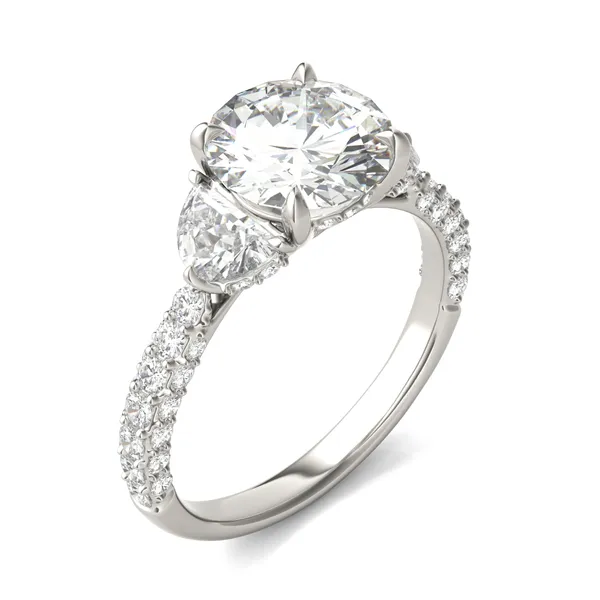 Round Brilliant Lumina Three-Stone Engagement Ring