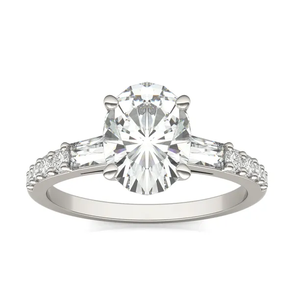 Oval Tapered Baguette Accented Three-Stone Engagement Ring