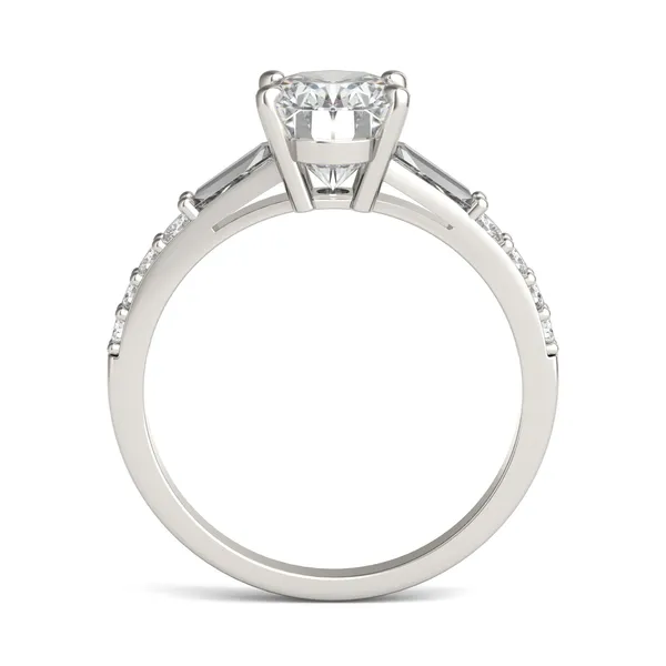 Oval Tapered Baguette Accented Three-Stone Engagement Ring