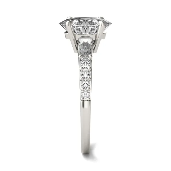 Oval Tapered Baguette Accented Three-Stone Engagement Ring