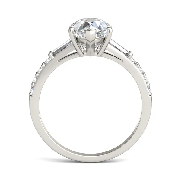 Pear Tapered Baguette Accented Three-Stone Engagement Ring