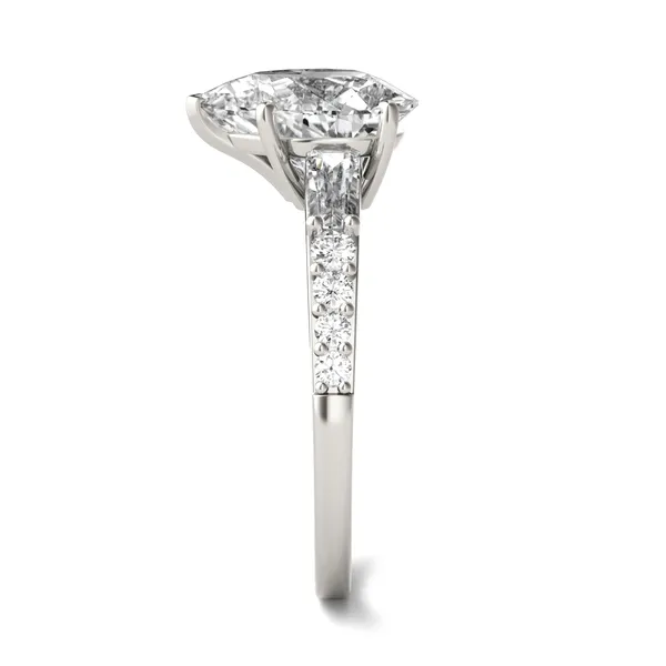 Pear Tapered Baguette Accented Three-Stone Engagement Ring