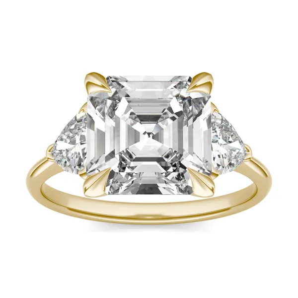 Asscher Claw Prong Trillion Three-Stone Engagement Ring