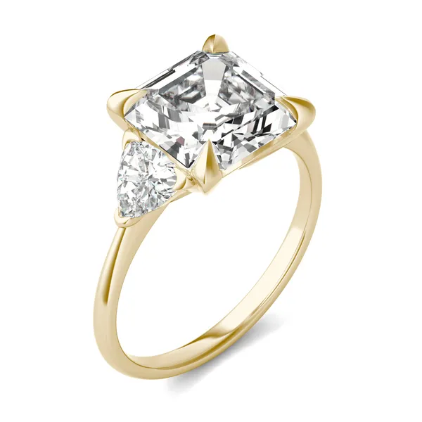 Asscher Claw Prong Trillion Three-Stone Engagement Ring