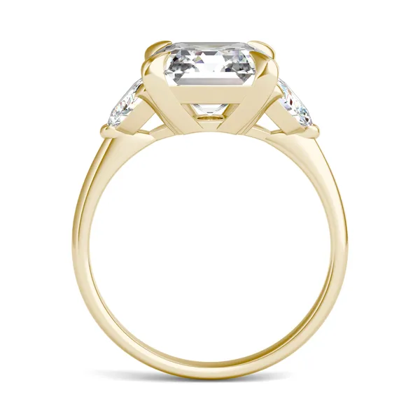 Asscher Claw Prong Trillion Three-Stone Engagement Ring