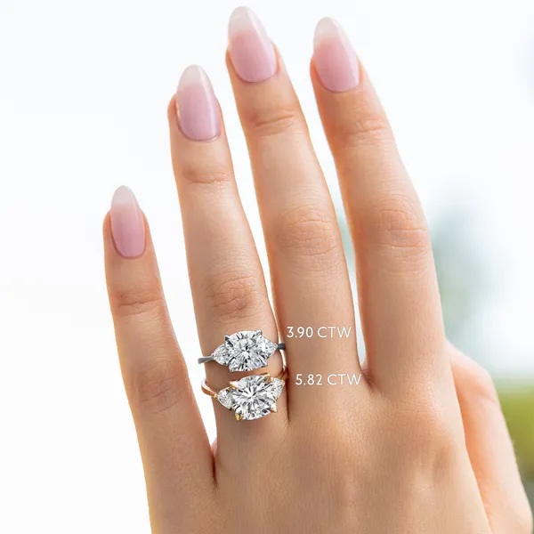 Cushion Claw Prong Trillion Three-Stone Engagement Ring