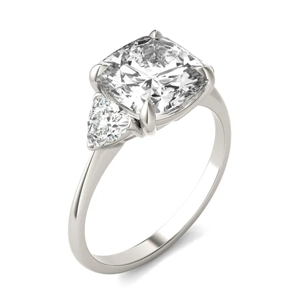Cushion Claw Prong Trillion Three-Stone Engagement Ring
