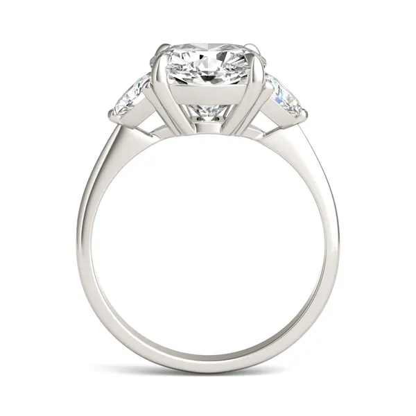 Cushion Claw Prong Trillion Three-Stone Engagement Ring