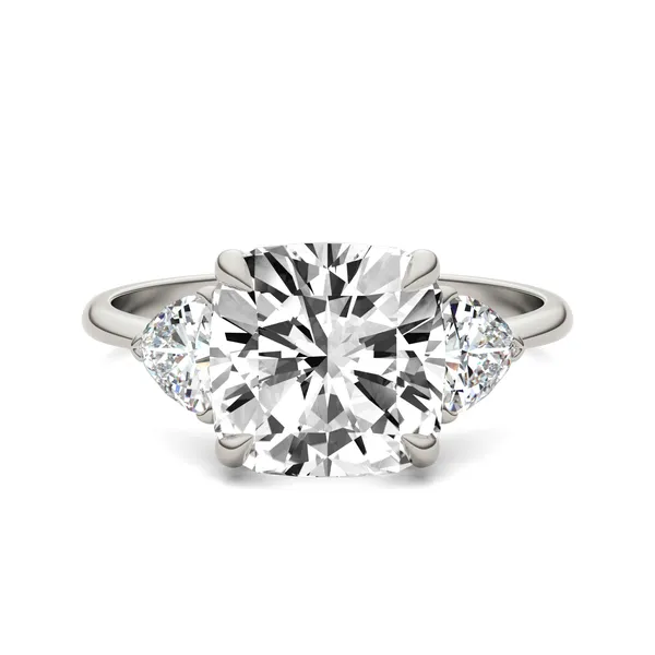 Cushion Claw Prong Trillion Three-Stone Engagement Ring