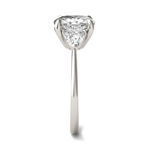 Cushion Claw Prong Trillion Three-Stone Engagement Ring