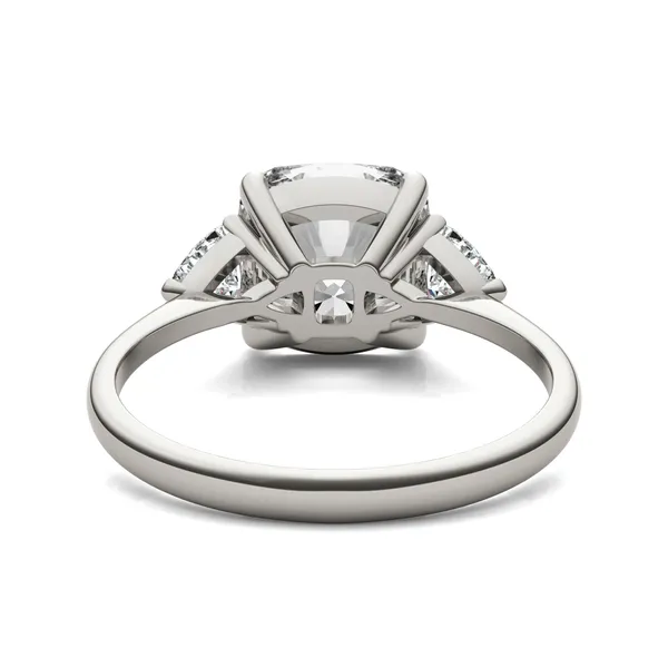 Cushion Claw Prong Trillion Three-Stone Engagement Ring