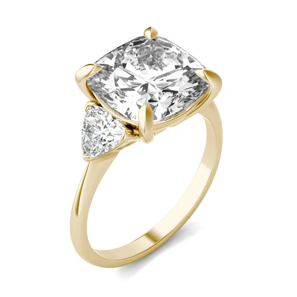 Cushion Claw Prong Trillion Three-Stone Engagement Ring