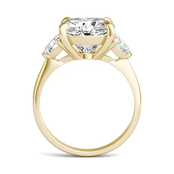 Cushion Claw Prong Trillion Three-Stone Engagement Ring