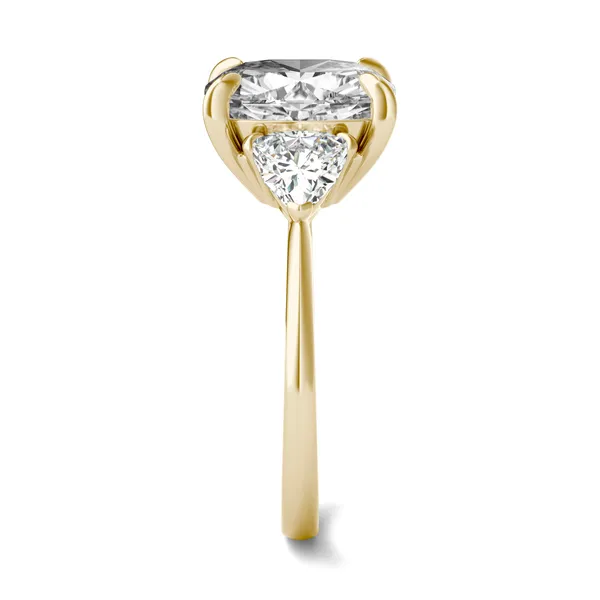 Cushion Claw Prong Trillion Three-Stone Engagement Ring