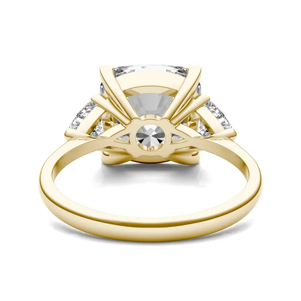 Cushion Claw Prong Trillion Three-Stone Engagement Ring