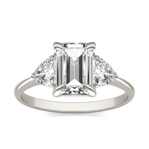 Emerald Claw Prong Trillion Three-Stone Engagement Ring