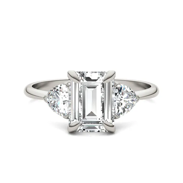 Emerald Claw Prong Trillion Three-Stone Engagement Ring