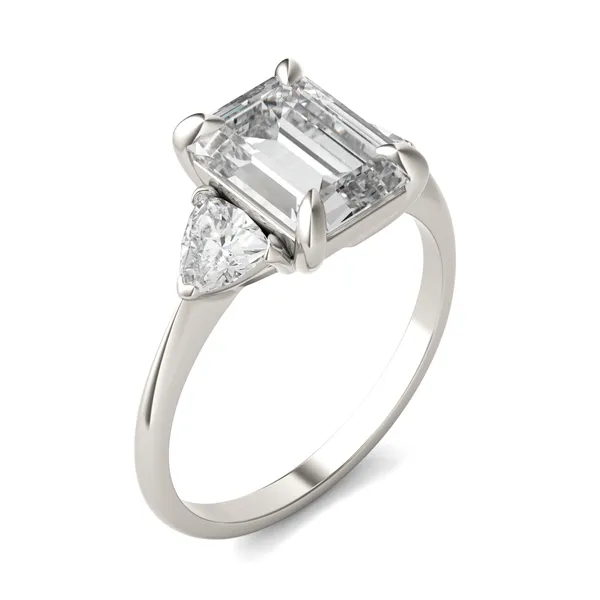 Emerald Claw Prong Trillion Three-Stone Engagement Ring