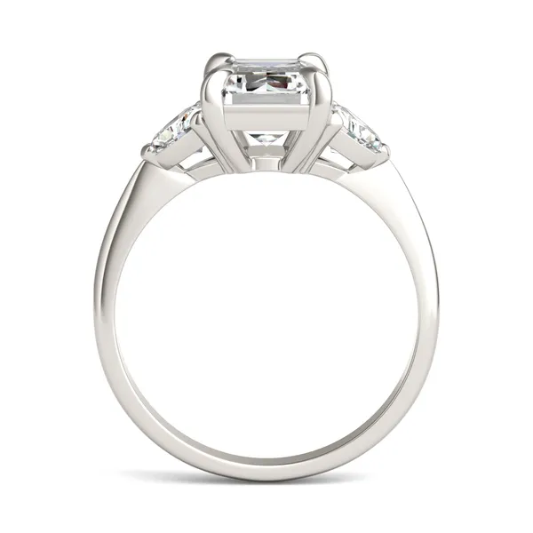 Emerald Claw Prong Trillion Three-Stone Engagement Ring