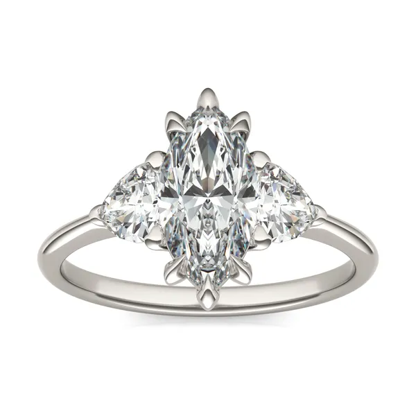 Marquise Claw Prong Trillion Three-Stone Engagement Ring