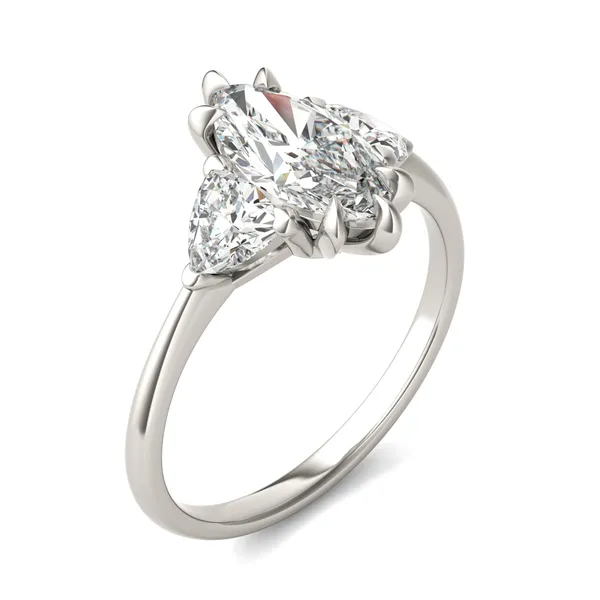 Marquise Claw Prong Trillion Three-Stone Engagement Ring