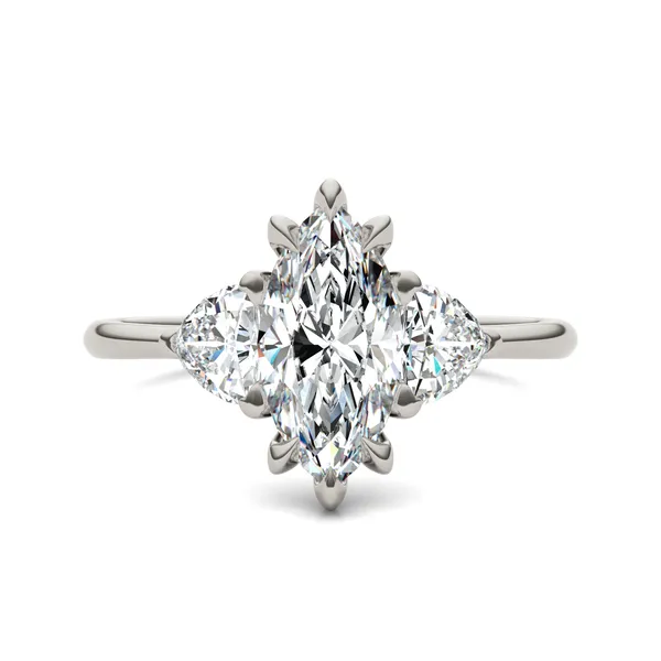 Marquise Claw Prong Trillion Three-Stone Engagement Ring