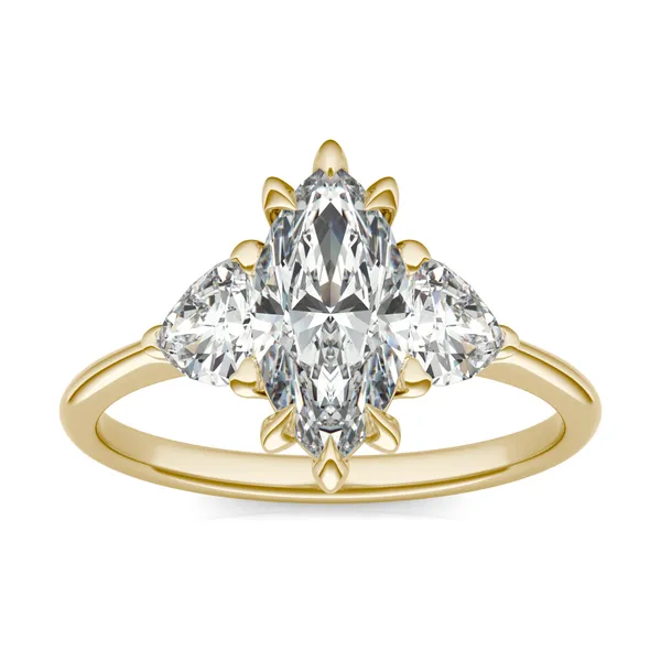 Marquise Claw Prong Trillion Three-Stone Engagement Ring