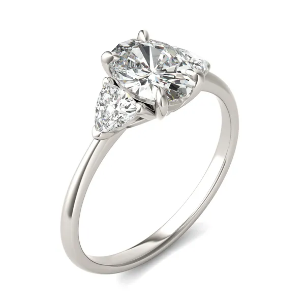 Oval Claw Prong Trillion Three-Stone Engagement Ring