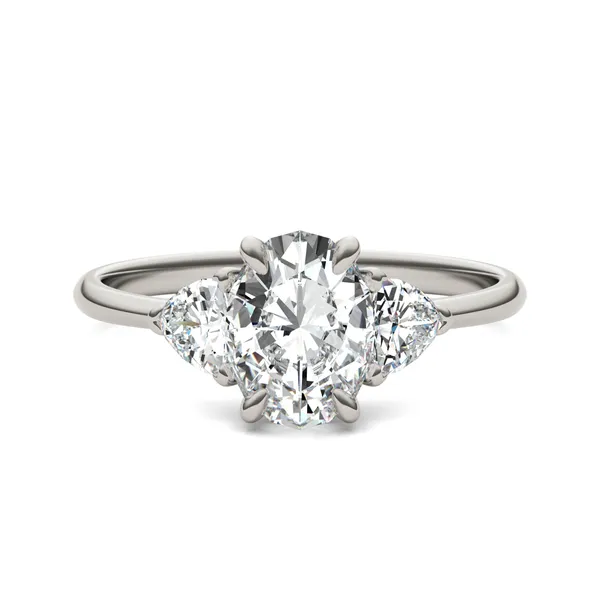 Oval Claw Prong Trillion Three-Stone Engagement Ring