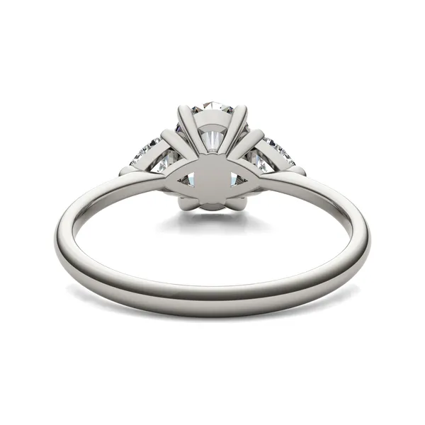 Oval Claw Prong Trillion Three-Stone Engagement Ring