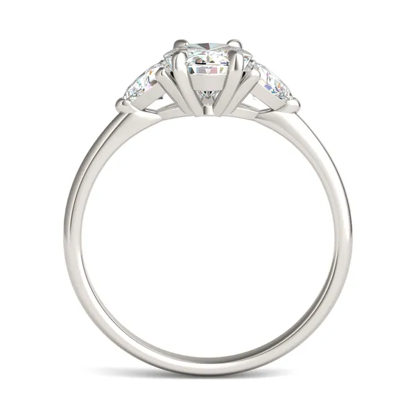 Oval Claw Prong Trillion Three-Stone Engagement Ring