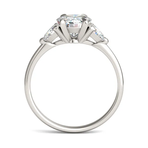 Oval Claw Prong Trillion Three-Stone Engagement Ring