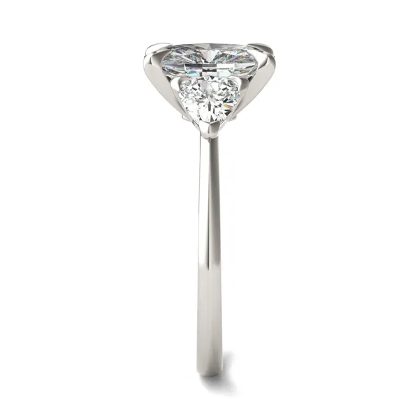 Oval Claw Prong Trillion Three-Stone Engagement Ring