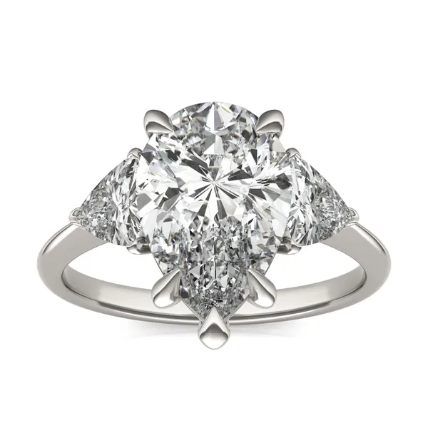 Pear Claw Prong Trillion Three-Stone Engagement Ring