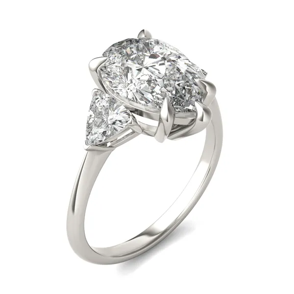 Pear Claw Prong Trillion Three-Stone Engagement Ring