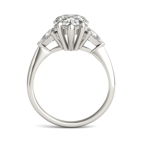 Pear Claw Prong Trillion Three-Stone Engagement Ring