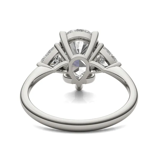 Pear Claw Prong Trillion Three-Stone Engagement Ring