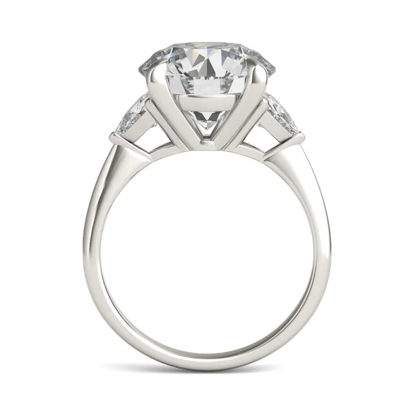 Round Brilliant Claw Prong Trillion Three-Stone Engagement Ring