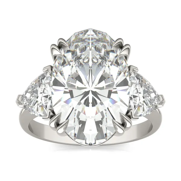 Elongated Oval Claw Prong Trillion Three-Stone